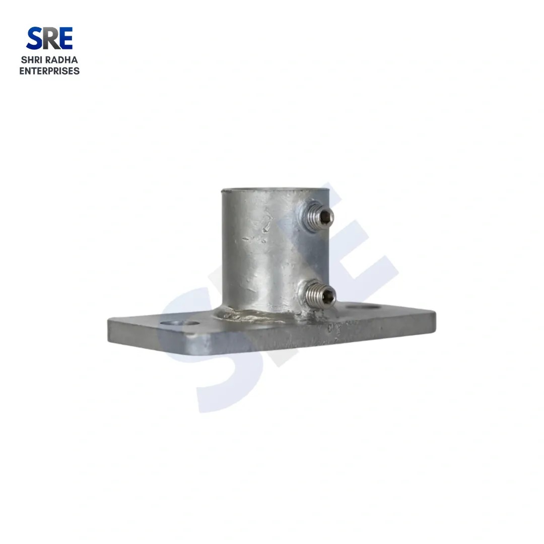 Durable galvanized steel Base Plate with side locking screws from a reliable scaffolding supplier.