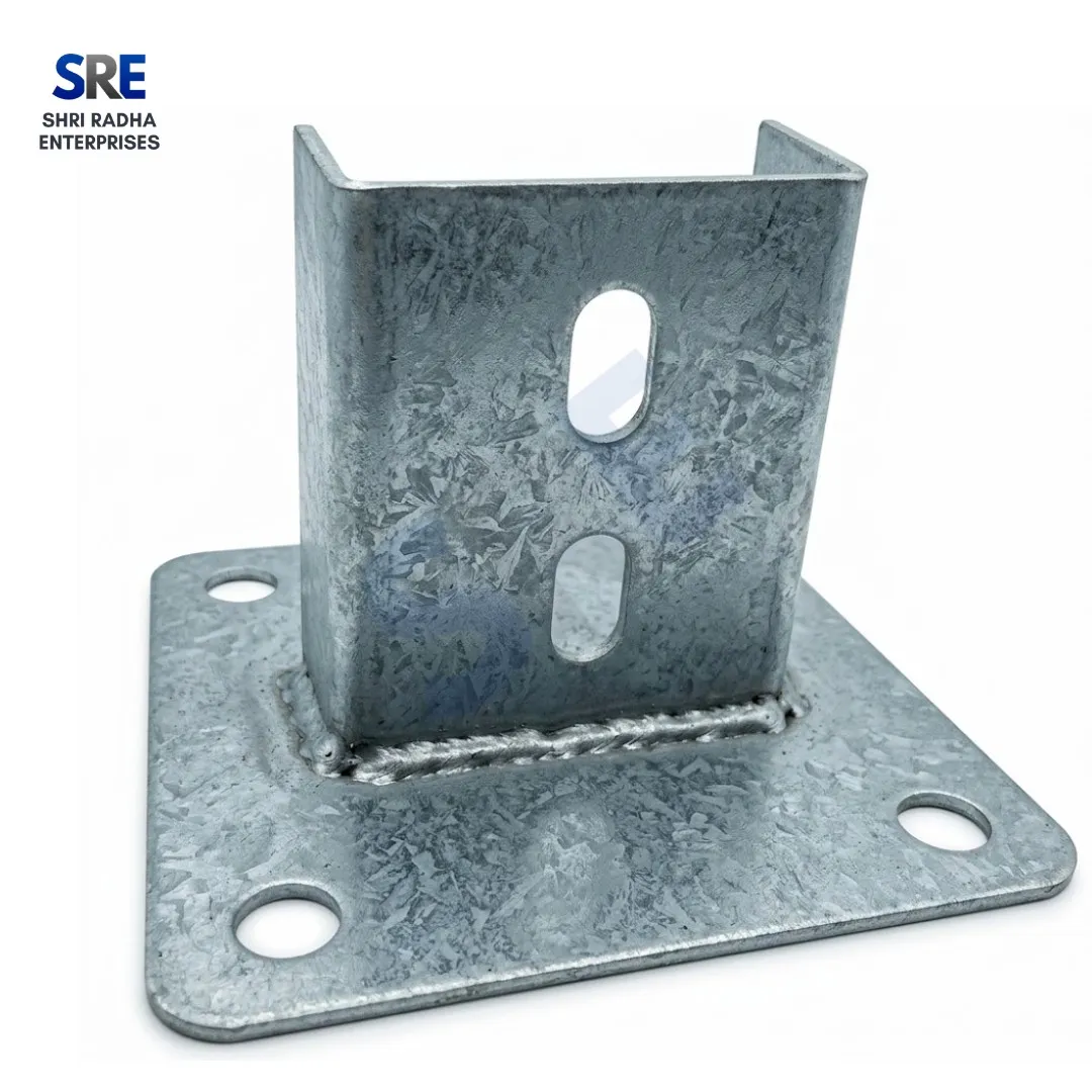 Heavy Duty Solar Base Plate with C Strut Channel Heavy Duty Solar Base Plate with Welded C Strut Channel for Solar Panel Mounting Structure - Hot Dip Galvanized Steel