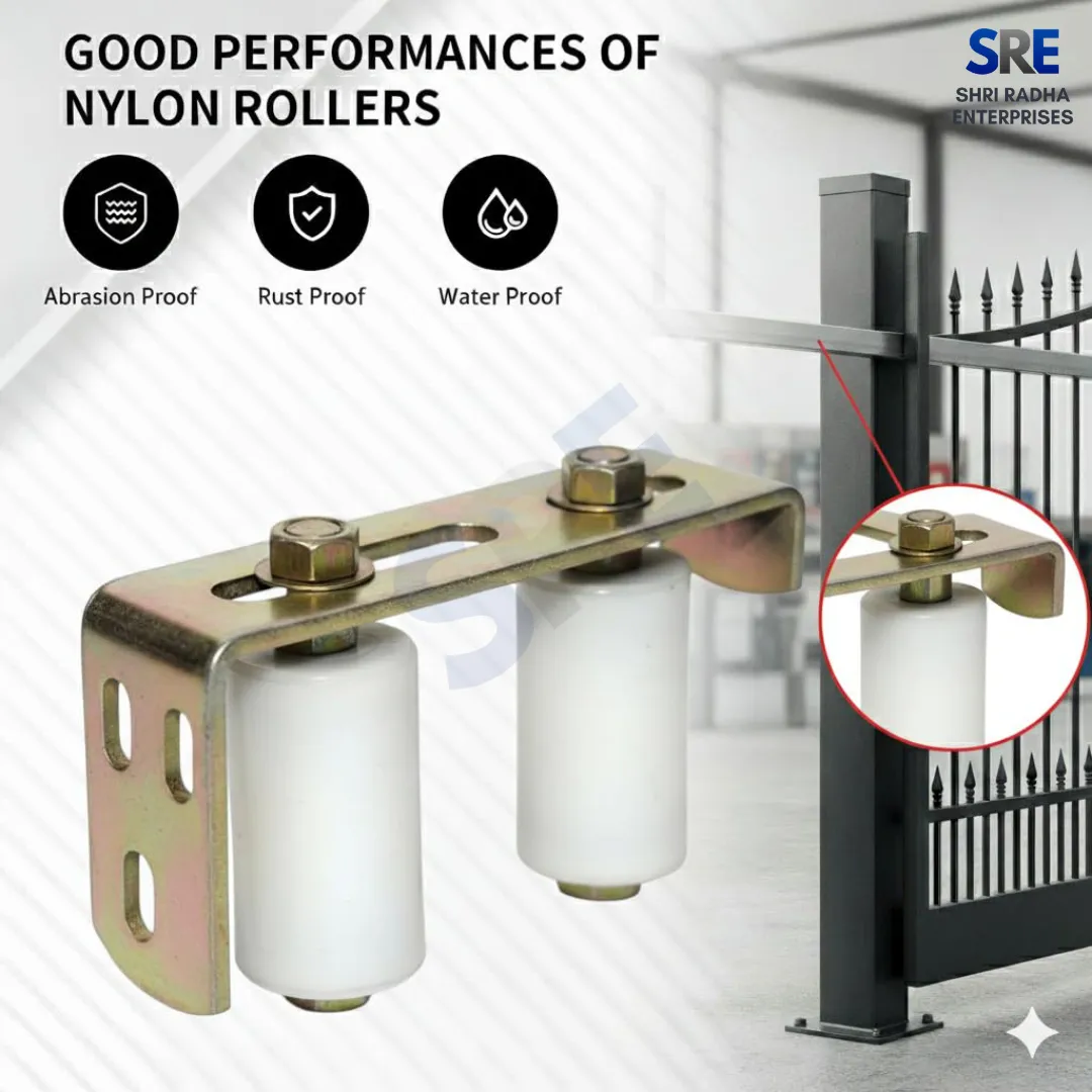 Premium Golden Nylon Roller Gate Guide Plate – Heavy Duty Gate Guide with Nylon Wheel Thumbnail 2