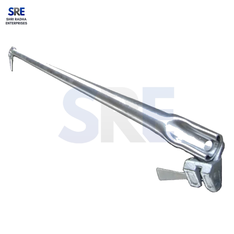 Close-up of structural steel Ringlock brace connection locked into a vertical scaffolding rosette Thumbnail 2