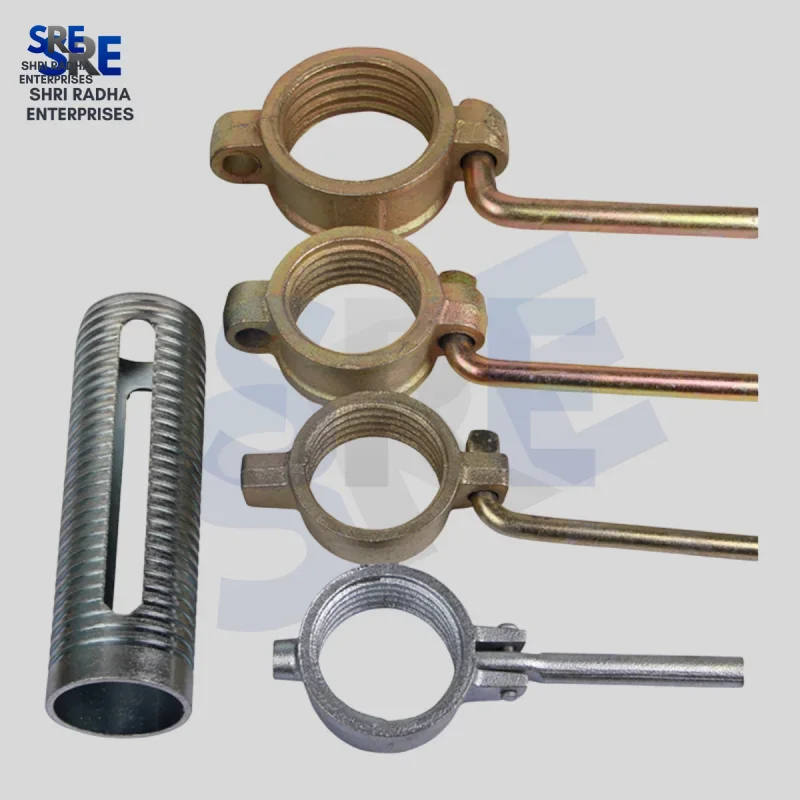 SRE manufactured adjustable steel props with threaded sleeve and jack nut installed for heavy slab shoring Thumbnail 3