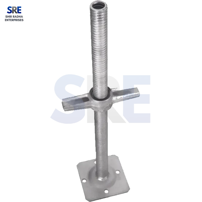 screw jack showing 150x150mm base plate for scaffolding foundation